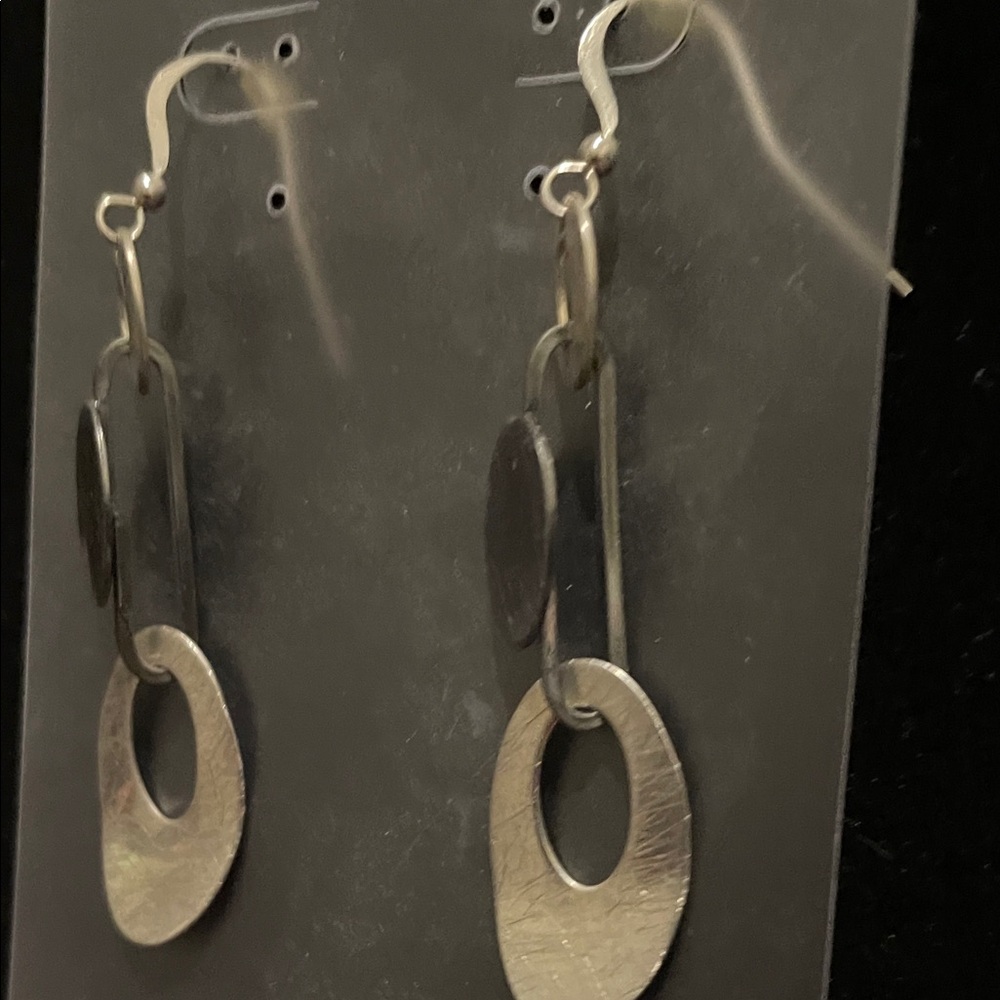 Fashion Jewelry Silver Oval Earrings - Picture 4 of 4